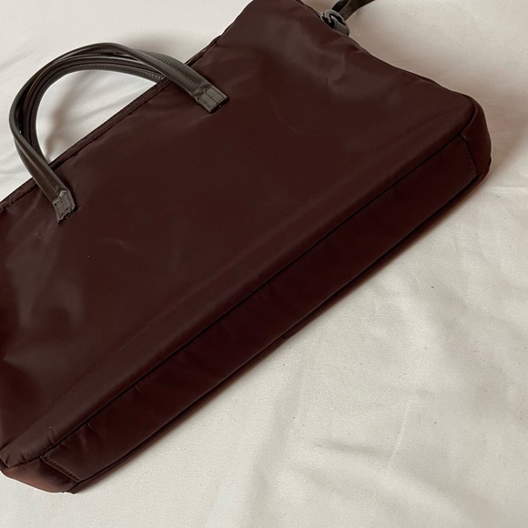 KNOMO Womens Hanover 14" Crossbody Laptop Briefcase Business Tote Brown Maroon - Picture 4 of 12